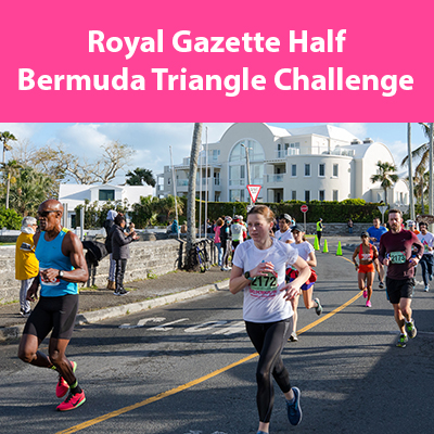 Runners pass through Flatts Village during the Bermuda Triangle Challenge